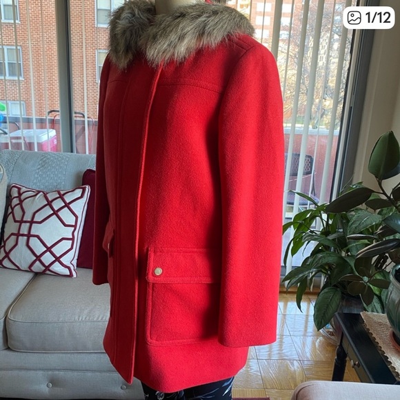 J. Crew Chateau Parka Wool Blend,Peacoat In Red Size 4 Petite. - Picture 3 of 12